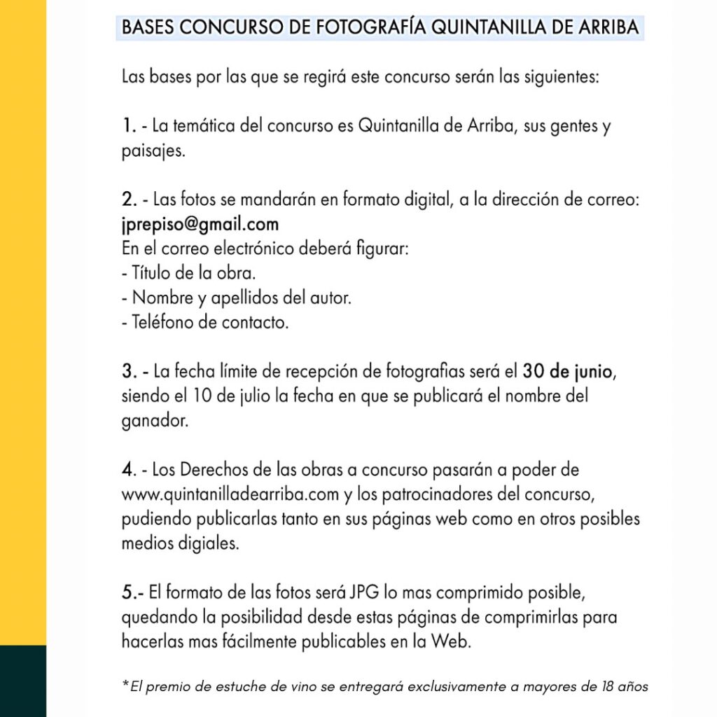 Bases del Concurso Fotográfico de Quintanilla de Arriba